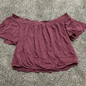 Purple crop off the shoulder top